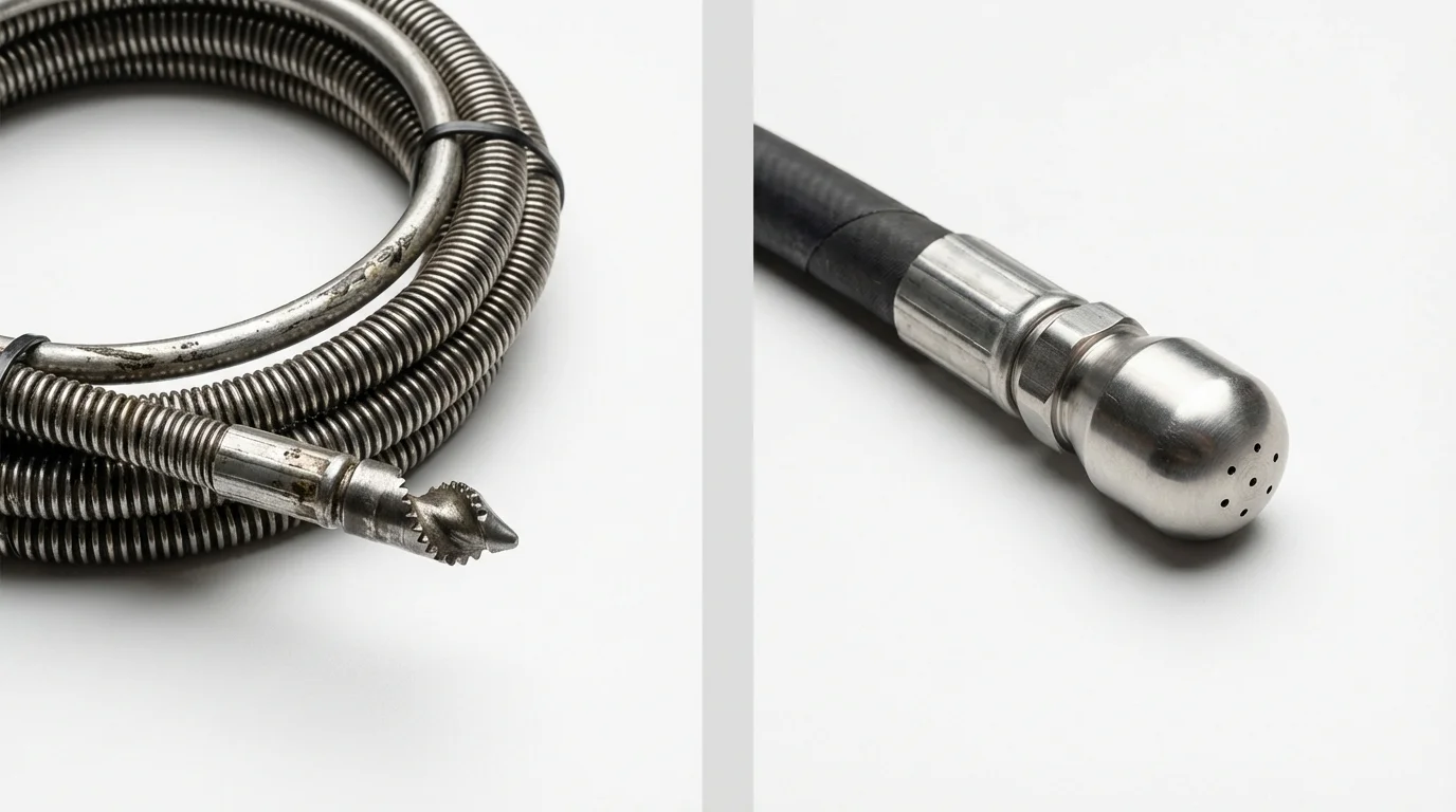 Drain snake cable and hydro jetting nozzle used for drain cleaning in Cobb Island, MD