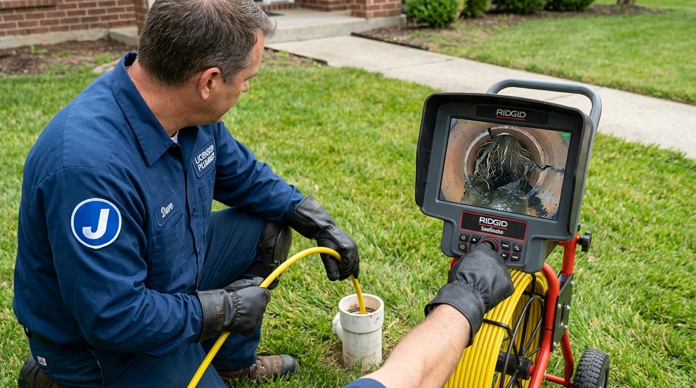 Sewer camera inspection being performed by Johns Plumbing LLC in Cobb Island