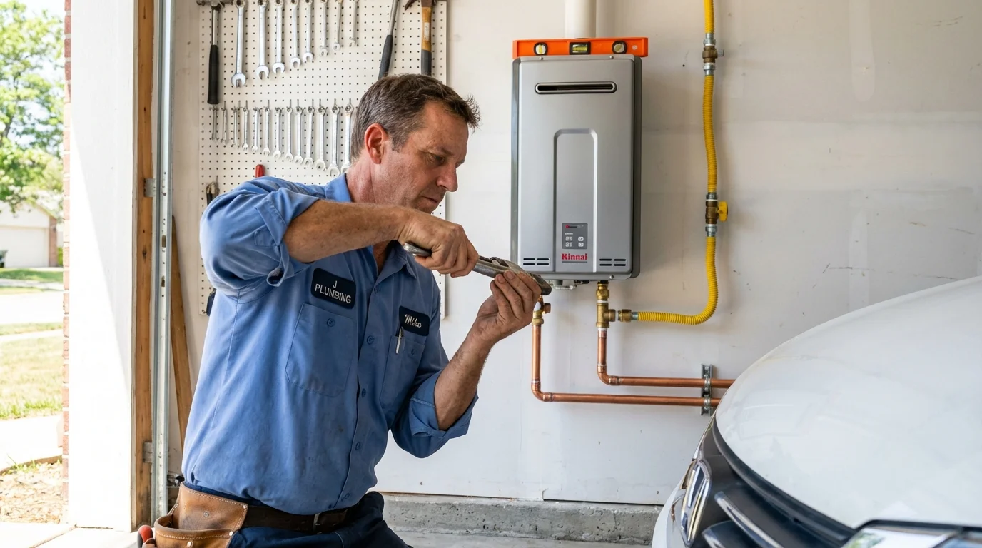 Tankless water heater installation by a Johns Plumbing LLC plumber in Cobb Island